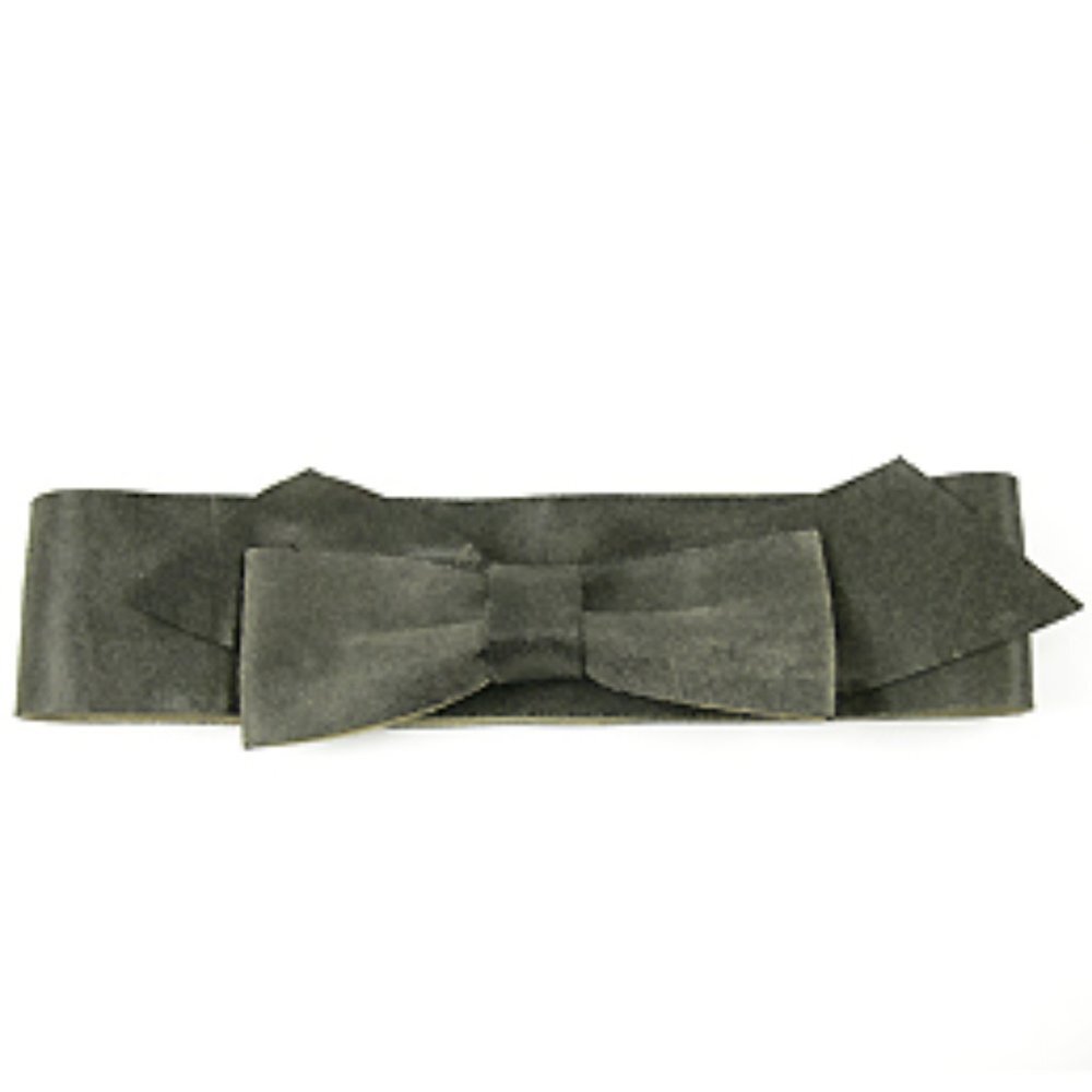 MANOUSH Bow Silver Gray Distressed Leather Belt
